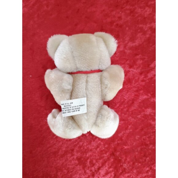 Vintage Plush Beige Teddy Bear With Red Ribbon 6" Soft Stuffed Animal Toy For Ki - Picture 6 of 8
